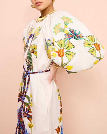 Effie Puff Sleeve Midi Dress - allsose