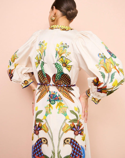 Effie Puff Sleeve Midi Dress - allsose