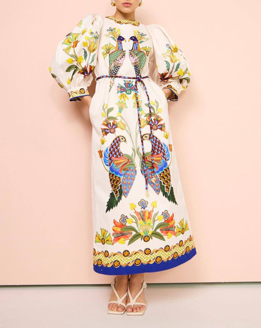 Effie Puff Sleeve Midi Dress - allsose