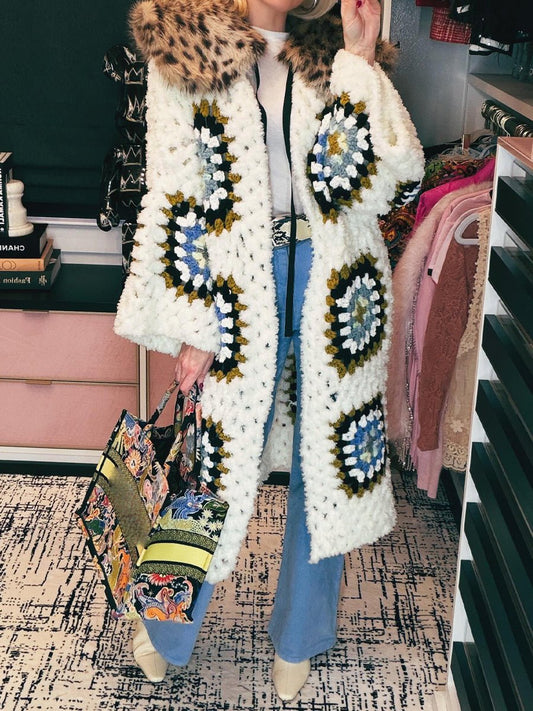 Elegant Crochet Long Sleeve Maxi Cardigan - allsose