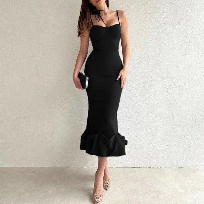 Elegant Solid Color Slip Dress - allsose