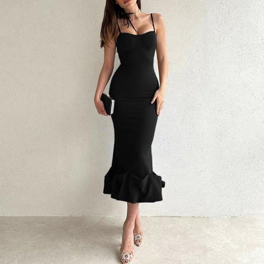 Elegant Solid Color Slip Dress - allsose