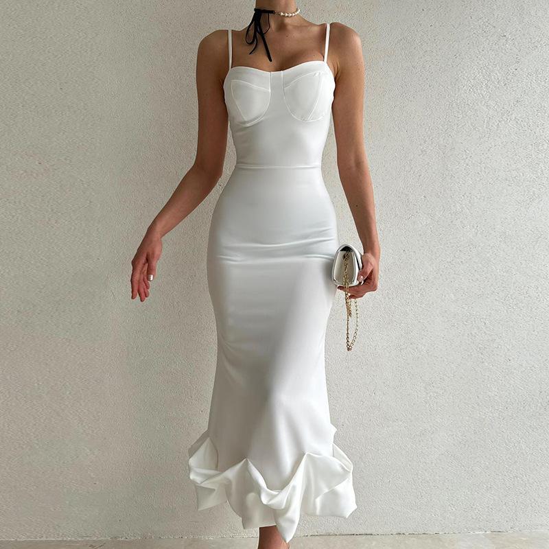 Elegant Solid Color Slip Dress - allsose