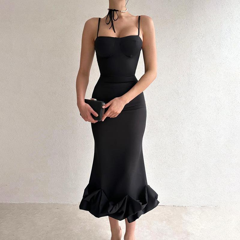 Elegant Solid Color Slip Dress - allsose