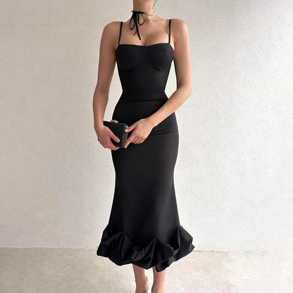 Elegant Solid Color Slip Dress - allsose