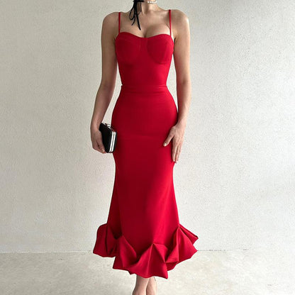 Elegant Solid Color Slip Dress - allsose