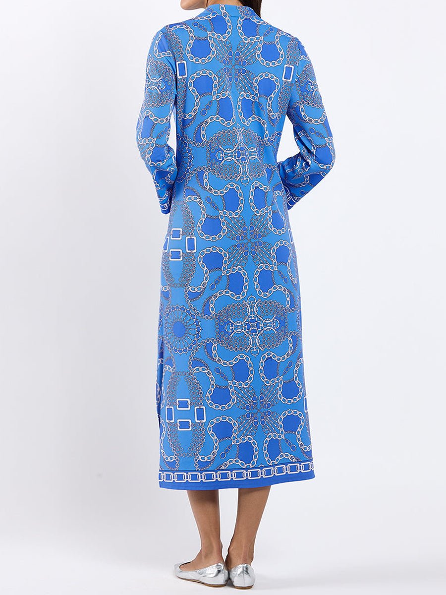 Elegant V - neck Printed Midi Dress - allsose