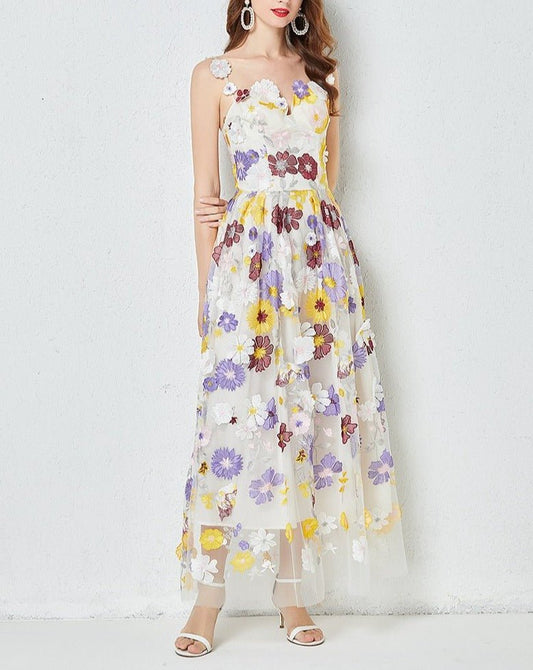 Embroidered Floral Camisole Dress - allsose