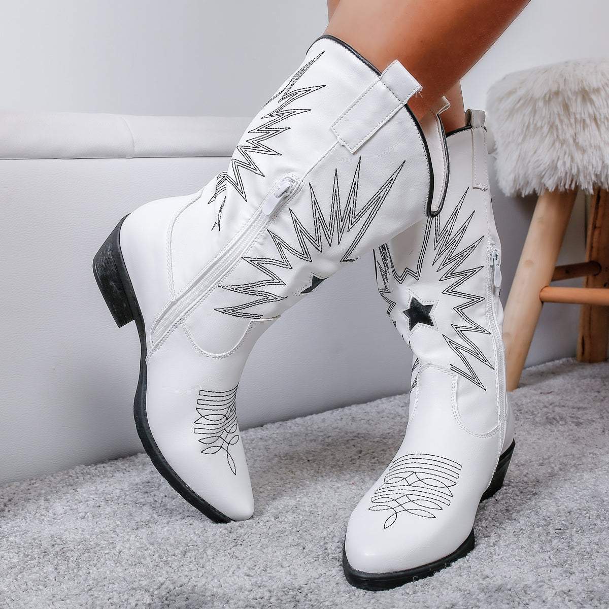 Embroidered Western Cowboy Boots - allsose