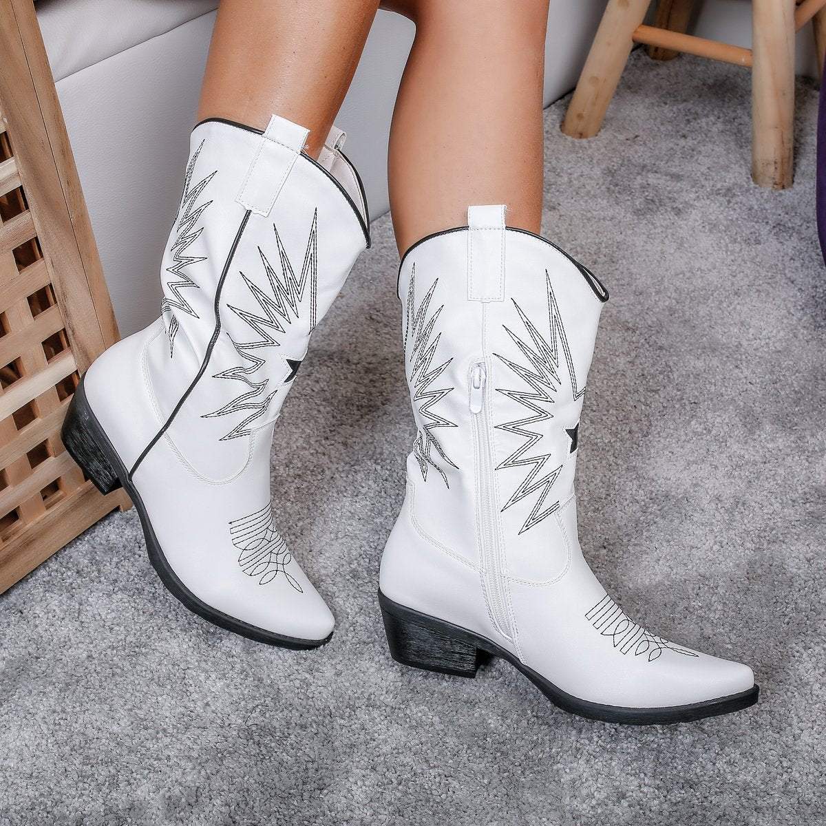 Embroidered Western Cowboy Boots - allsose