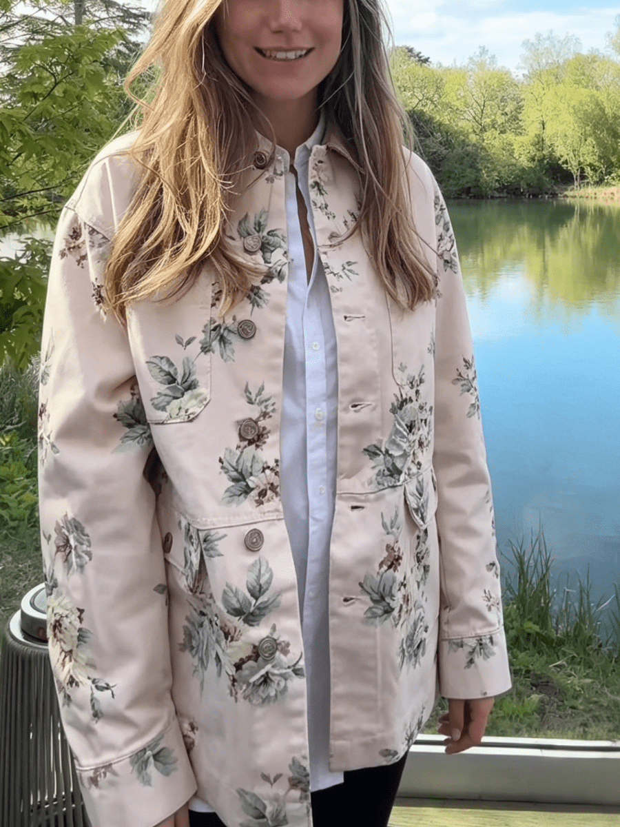 English Garden Vintage Floral Utility Jacket - allsose