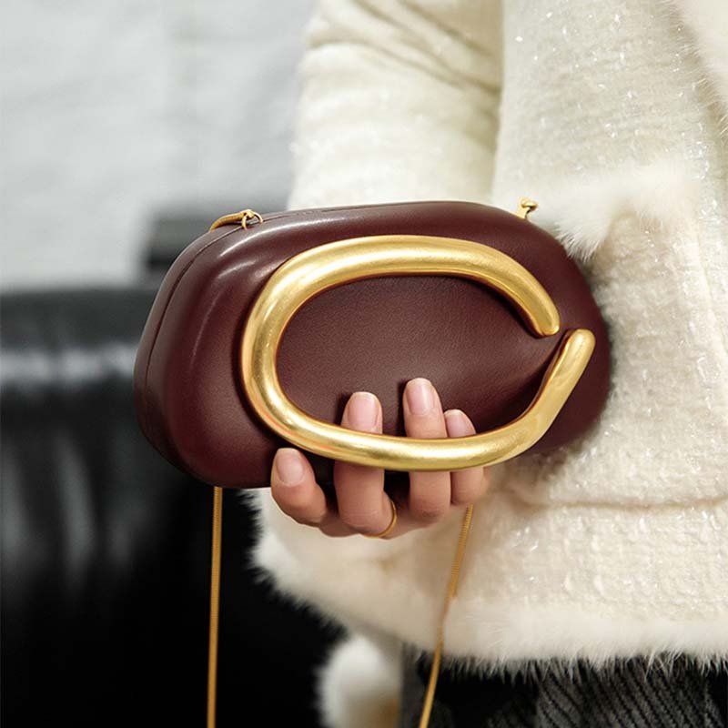 Evening Bag Mini Bag Vintage Metal Kipper Chain Crossbody Bag - allsose