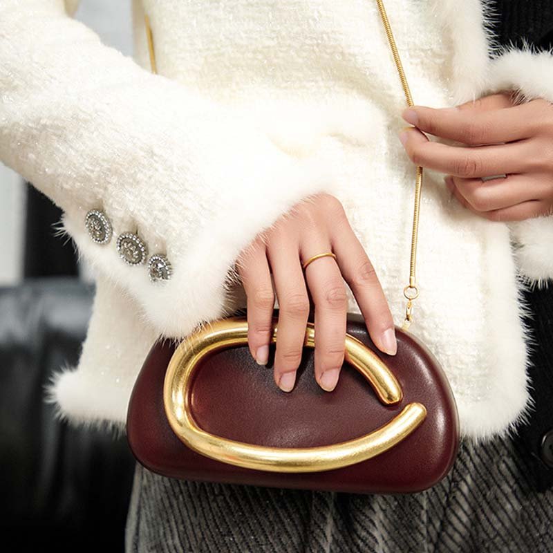 Evening Bag Mini Bag Vintage Metal Kipper Chain Crossbody Bag - allsose