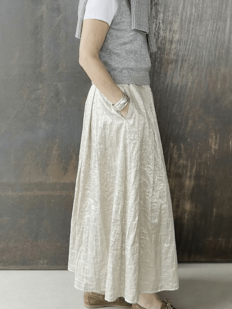 Everyday Shimmer Pleated Maxi Skirt - allsose