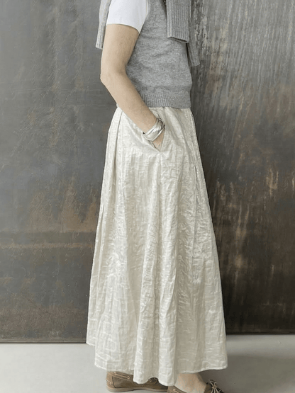Everyday Shimmer Pleated Maxi Skirt - allsose