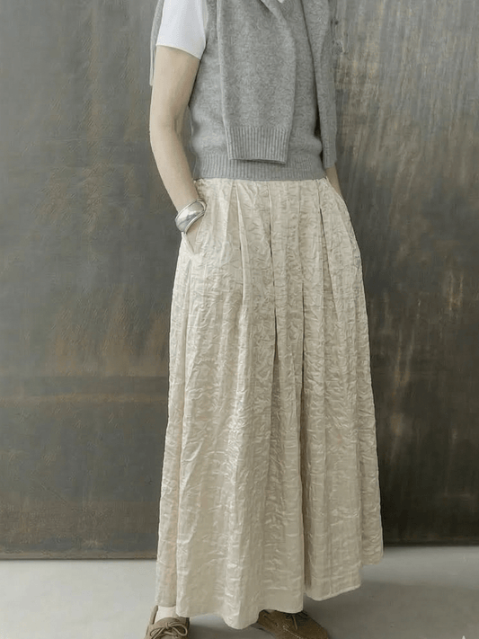 Everyday Shimmer Pleated Maxi Skirt - allsose