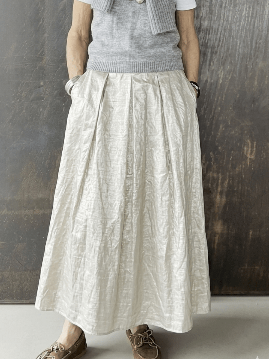 Everyday Shimmer Pleated Maxi Skirt - allsose
