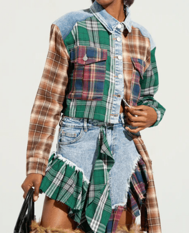 Fab Plaid Jacket & Skirt Set - allsose