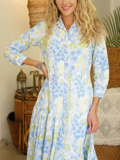 Fashionable Printed Classic Midi Dress - allsose