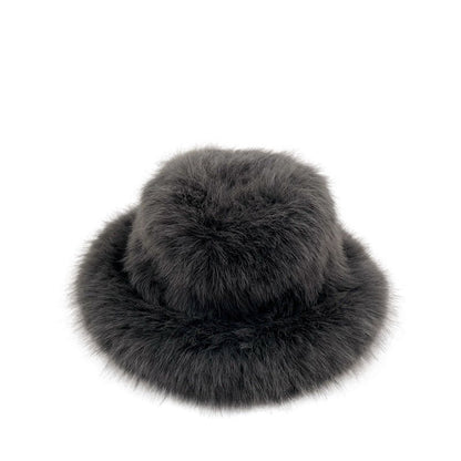 Faux Fox Fur Plush Fisherman Hat - allsose