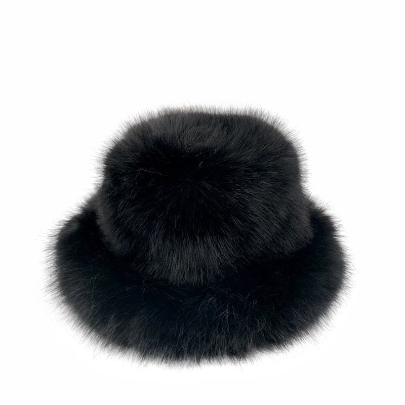 Faux Fox Fur Plush Fisherman Hat - allsose