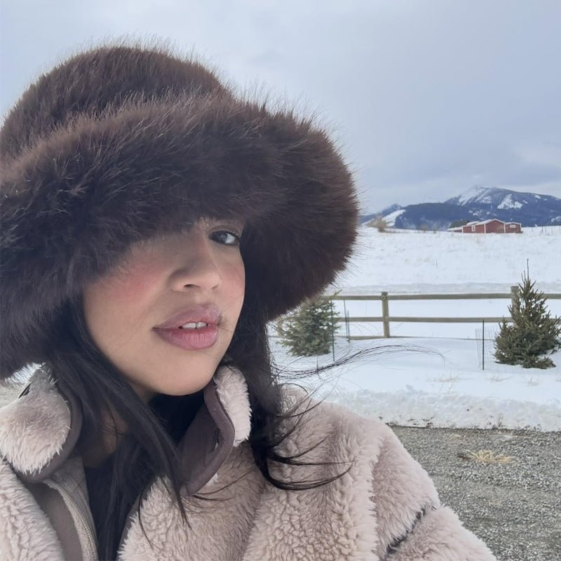 Faux Fox Fur Plush Fisherman Hat - allsose