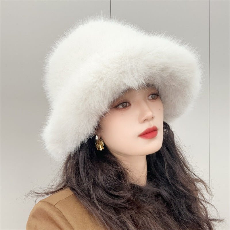 Faux Fox Fur Plush Fisherman Hat - allsose
