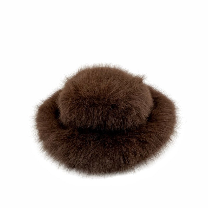 Faux Fox Fur Plush Fisherman Hat - allsose