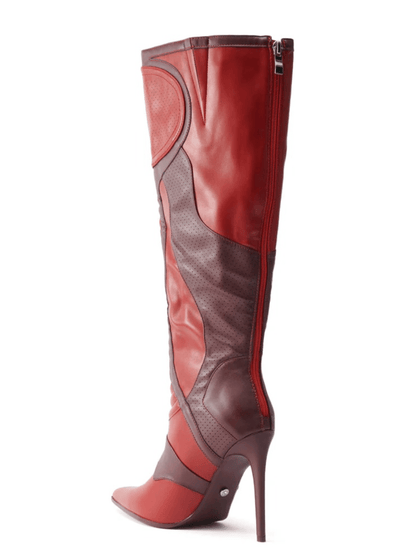Faux Leather Upper Red Boots - allsose