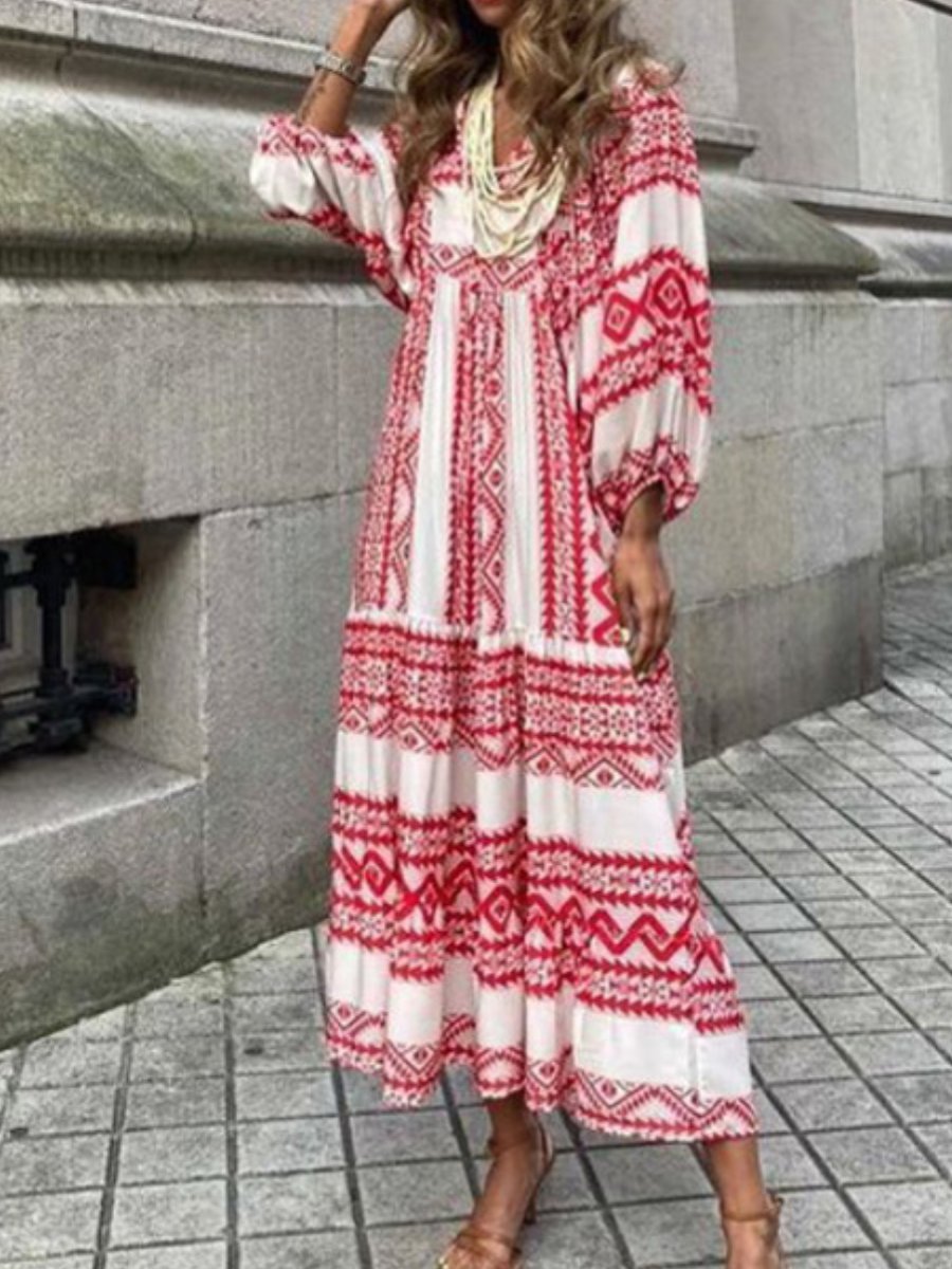 Floral Loose Casual Maxi Dress - allsose