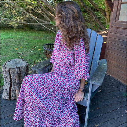 Floral Loose Casual Maxi Dress - allsose