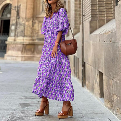 Floral Loose Casual Maxi Dress - allsose