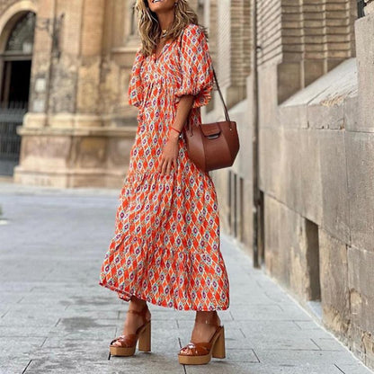 Floral Loose Casual Maxi Dress - allsose
