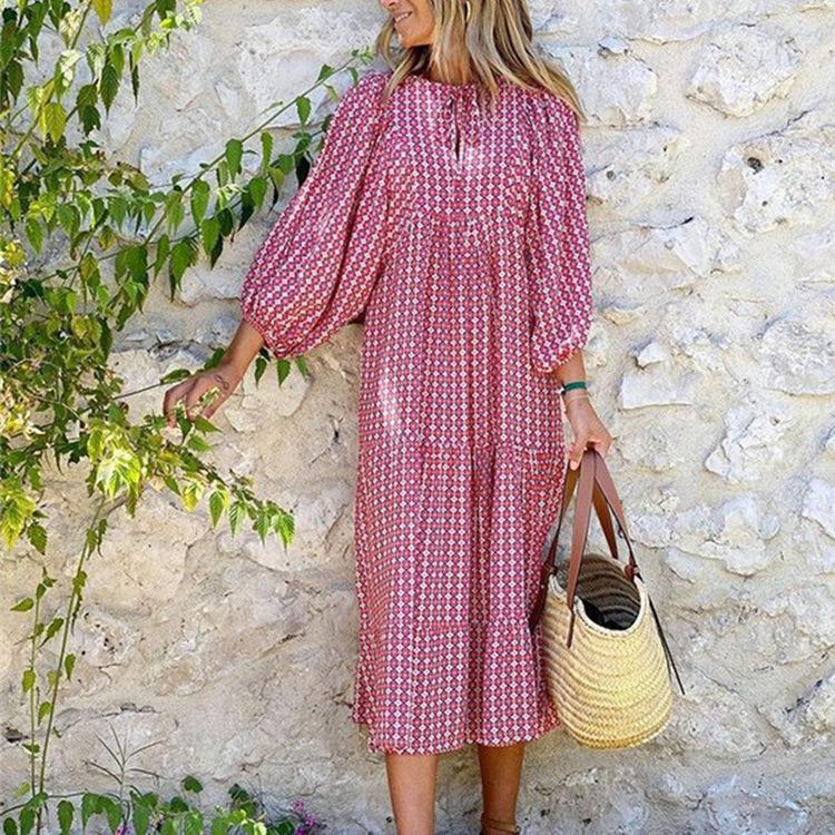 Floral Loose Casual Maxi Dress - allsose