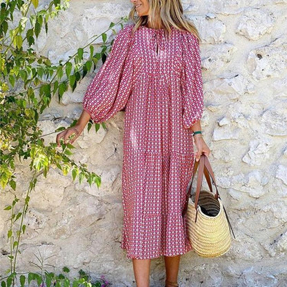 Floral Loose Casual Maxi Dress - allsose