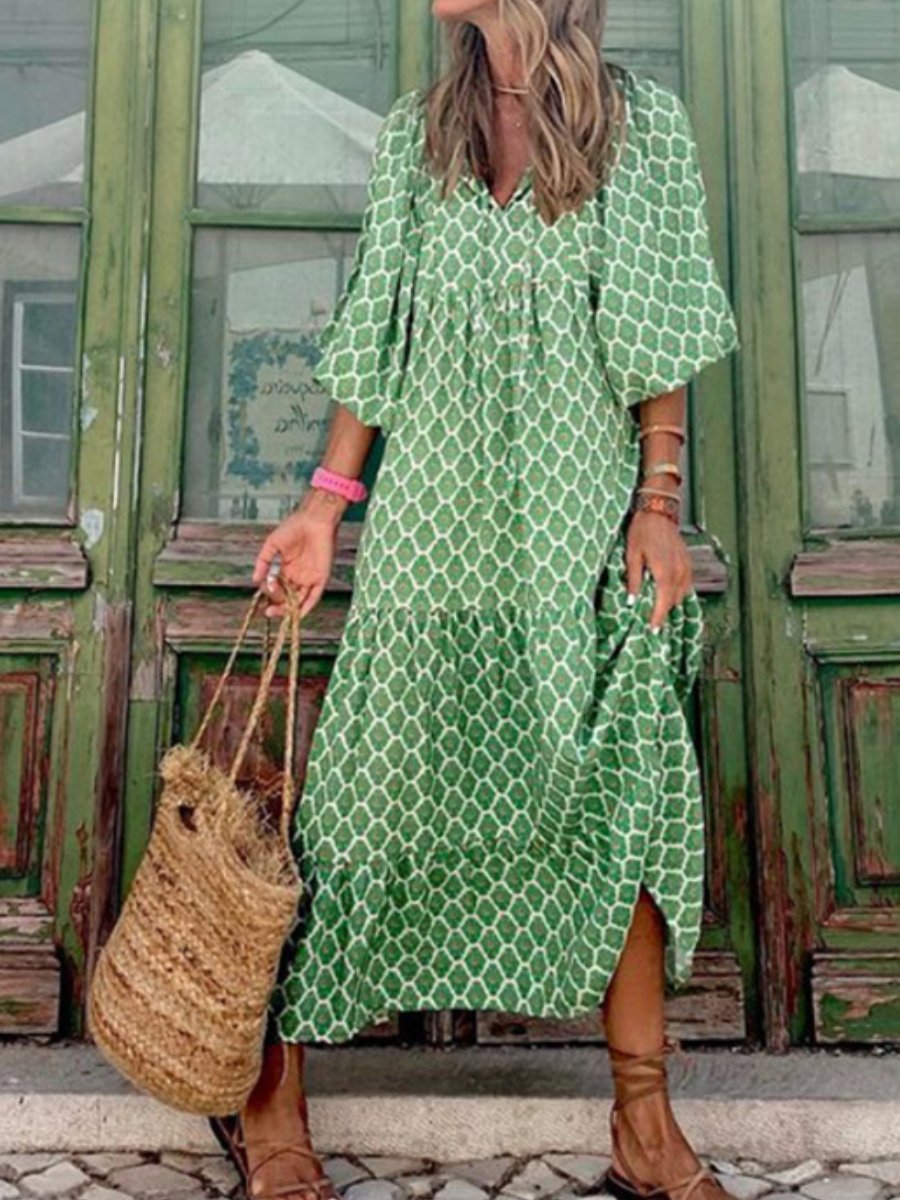 Floral Loose Casual Maxi Dress - allsose