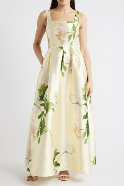 Floral Mikado Fit & Flare Gown - allsose