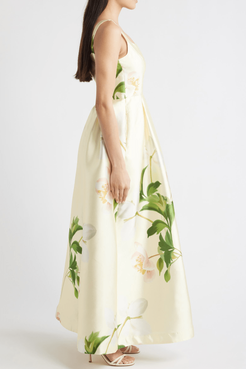 Floral Mikado Fit & Flare Gown - allsose