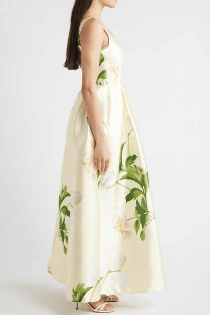 Floral Mikado Fit & Flare Gown - allsose