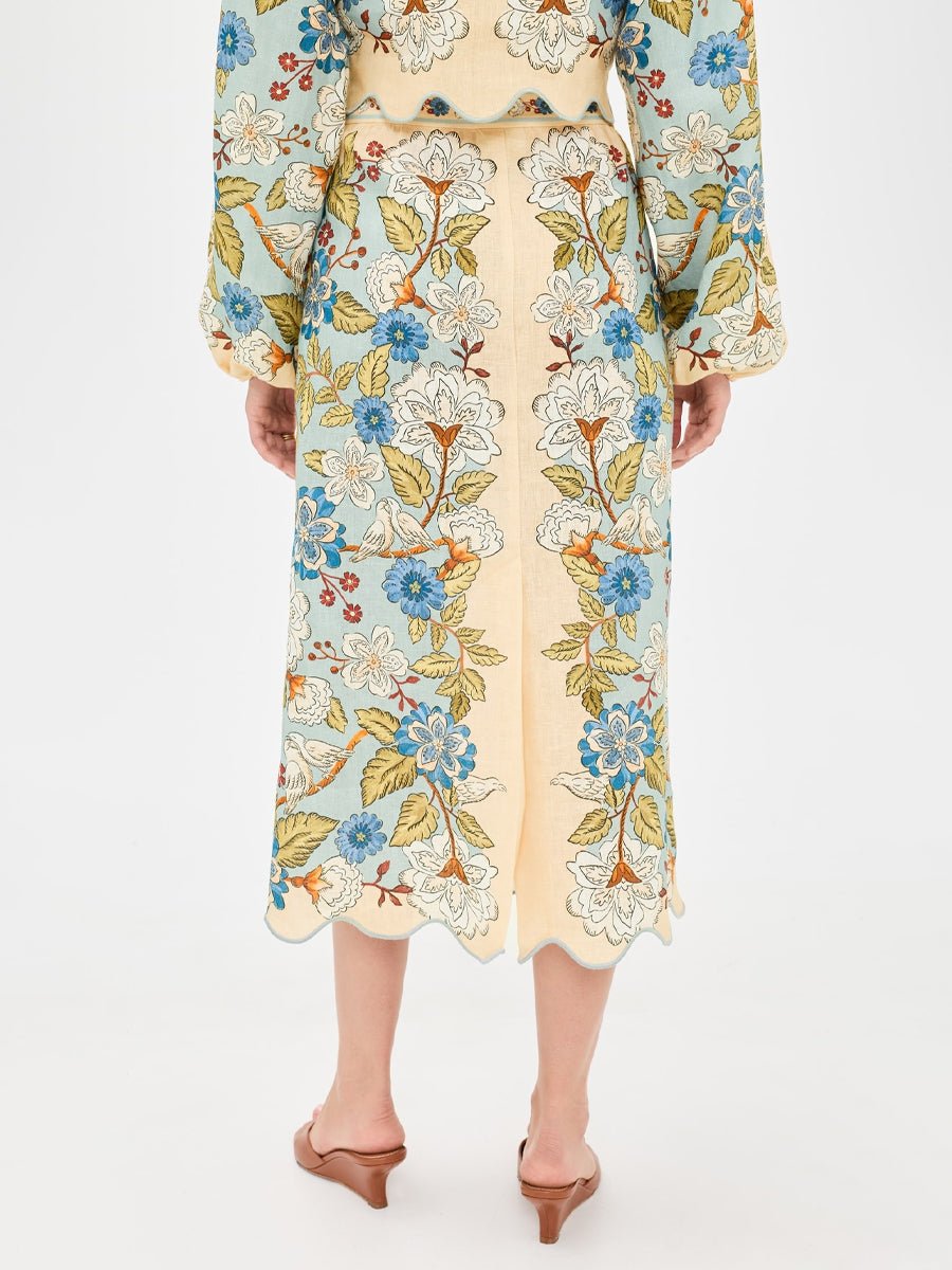 Floral Print Scalloped Hem Two Pieces Dress - allsose