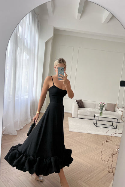 Flounce Bustier Midi Dress - allsose