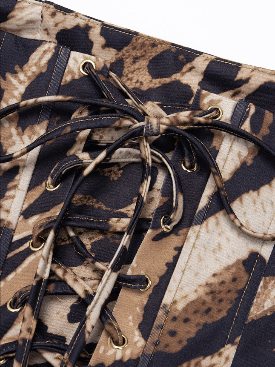 Form - Fitting Leopard Gown ✨ High - Neck Sleeveless Maxi Dress - allsose