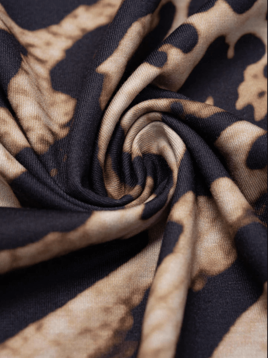 Form - Fitting Leopard Gown ✨ High - Neck Sleeveless Maxi Dress - allsose