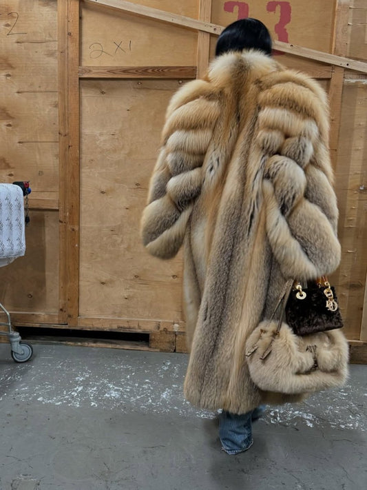 Full Length Fox Fur Coat - allsose