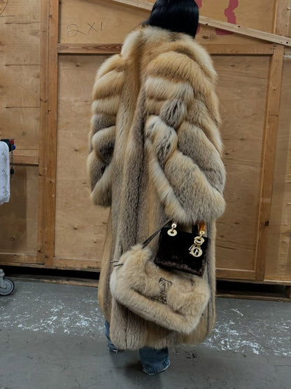 Full Length Fox Fur Coat - allsose