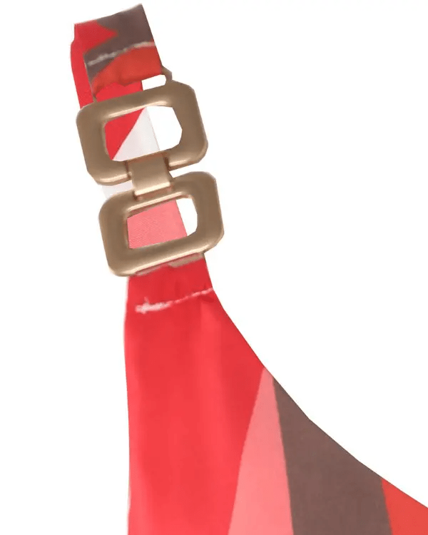 Geo Print Chain Strap V - Neck Cami Top - allsose