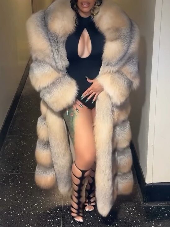 Golden Eco - friendly Fur Coat - allsose