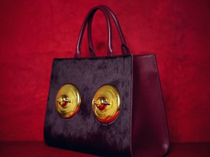 Golden Sculptural Hand Bag - allsose