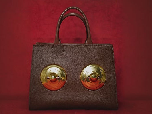 Golden Sculptural Hand Bag - allsose