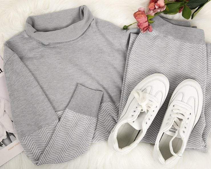Good Feeling Herringbone Loungewear Set - allsose